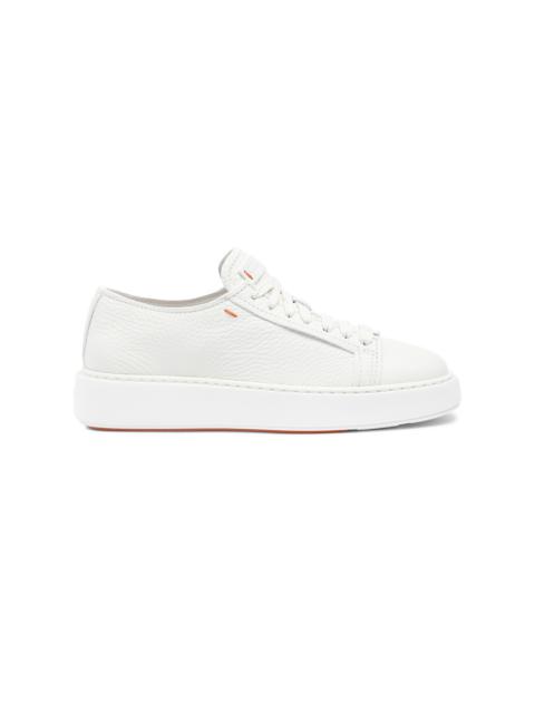 Women's white tumbled leather sneaker