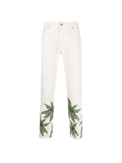 Palm Angels palm tree-print straight-leg jeans