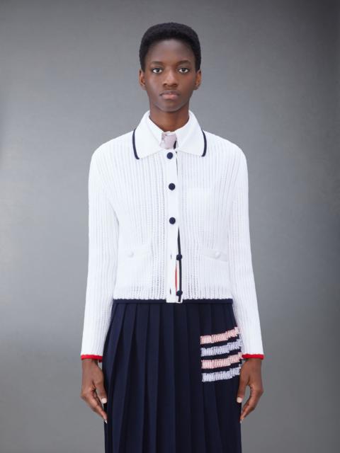 Thom Browne pointelle-knit polo cardigan
