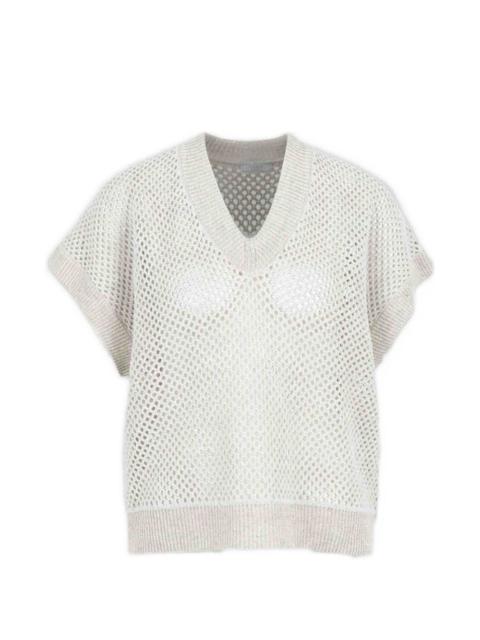 PESERICO V-neck open-knit top