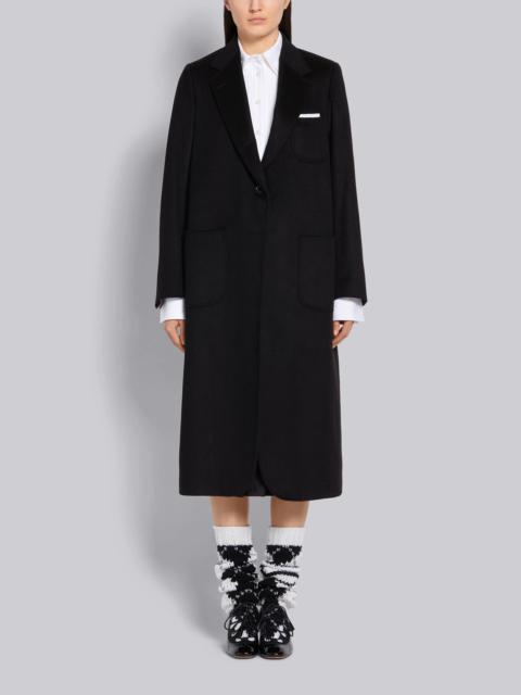 Thom Browne Black Cashmere Zibeline Elongated Sack Overcoat