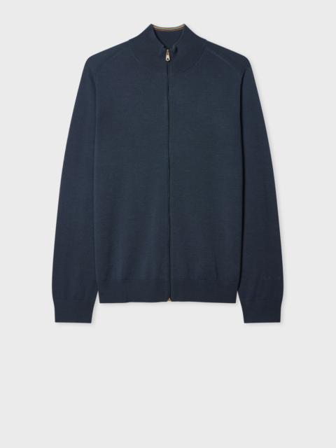 Paul Smith Steel Washable Wool Zip Cardigan