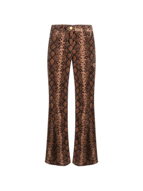 snakeskin-print corduroy trousers