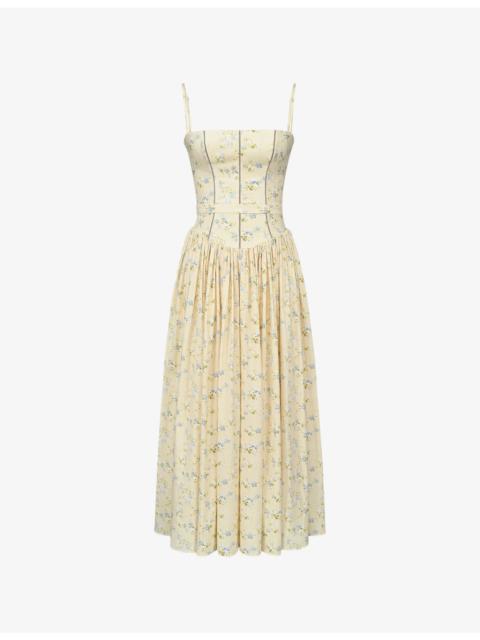 House of CB Ysabella Floral-Print Cotton Midi Dress