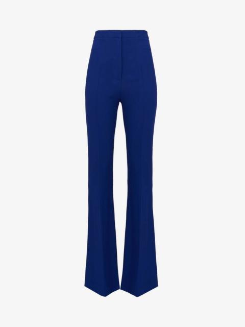 Alexander McQueen Women's High-waisted Narrow Bootcut Trousers in Electric Navy