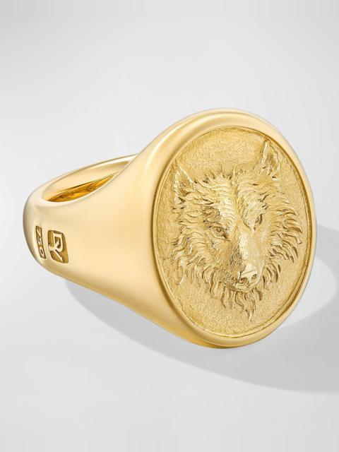 DAVID YURMAN Men's Petrvs® Wolf Signet Ring in 18K Gold, 21.5mm