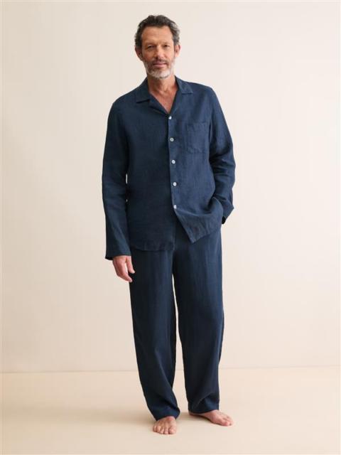 Derek Rose Men's Pajamas Sicily Linen Navy