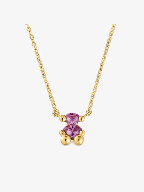 TOUS Short 18K gold vermeil bear motif Necklace with lab-grown lilac-colored sapphire Color Bear LGG