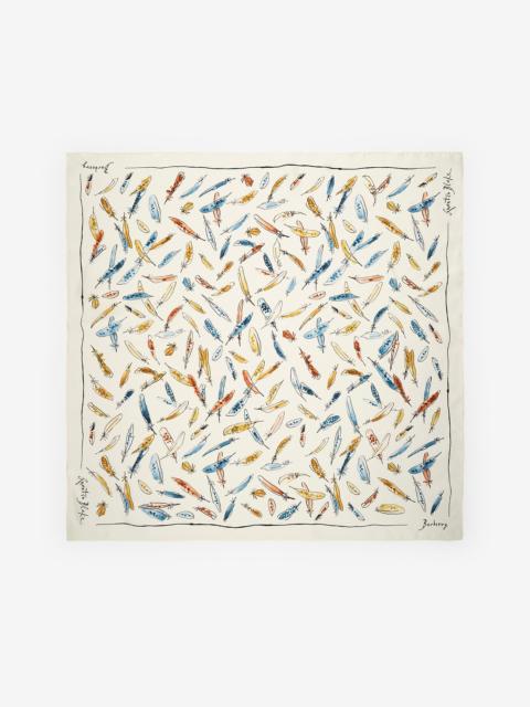 Burberry Feather Print Silk Scarf