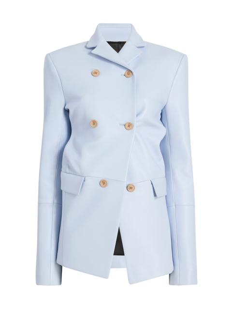 KHAITE Rolo Plonge Leather Jacket blue