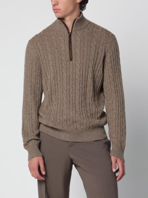 Loro Piana Brown cable-knit sweater in baby cashmere