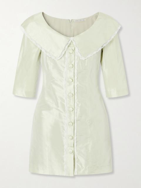 Alessandra Rich Lace-trimmed Silk Off-the-shoulder Mini Dress