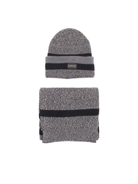 Barbour Boston striped beanie scarf set