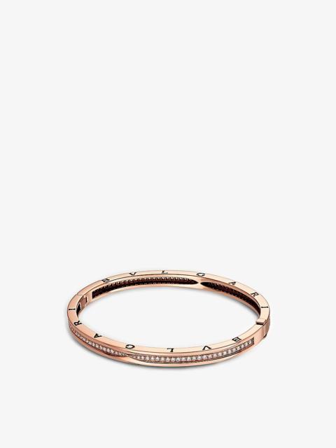 B.zero1 18kt pink-gold and pavé diamond bangle bracelet