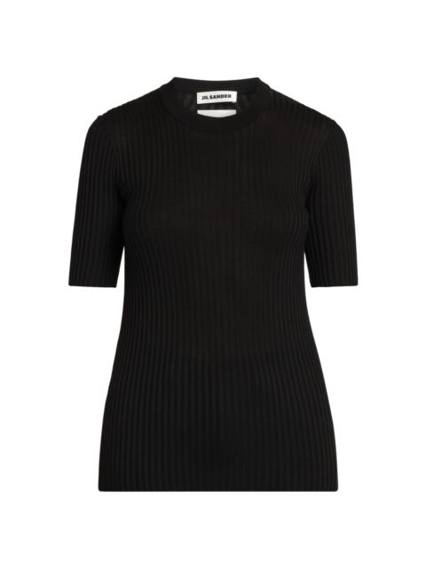 Jil Sander Women's Merino Wool Rib-Knit Top - Black