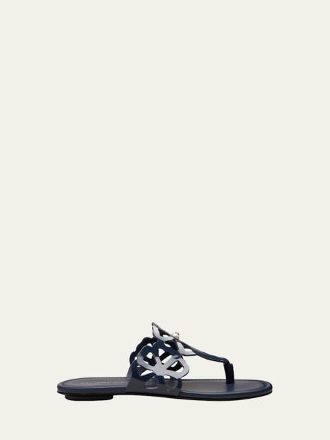 Stuart Weitzman Jasmine Patent Cutout Thong Sandals