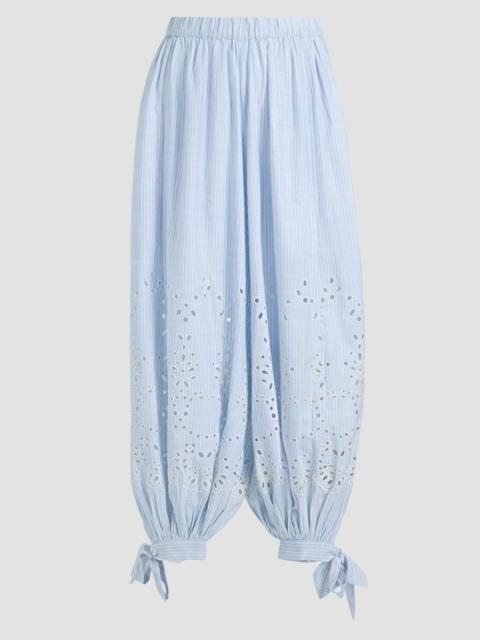 HEMANT & NANDITA Women's Eyelet Striped Cotton-Blend Harem Pants - Stripes