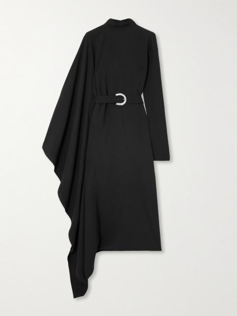 Taller Marmo Tanning Belted Crystal-embellished Cady Turtleneck Midi Dress