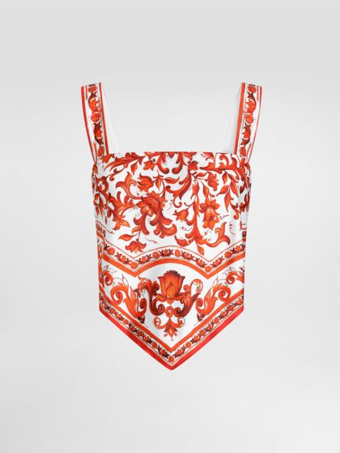 Dolce & Gabbana Majolica-print silk twill bustier top