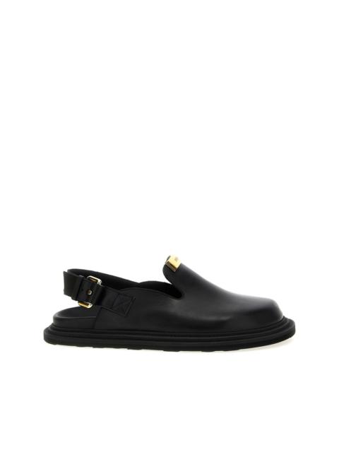 Moschino logo-plaque leather sandals