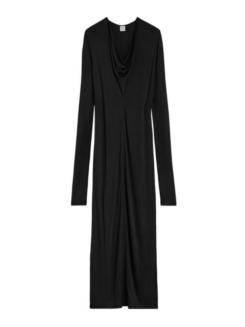 Draped Wool-Blend Maxi Dress black