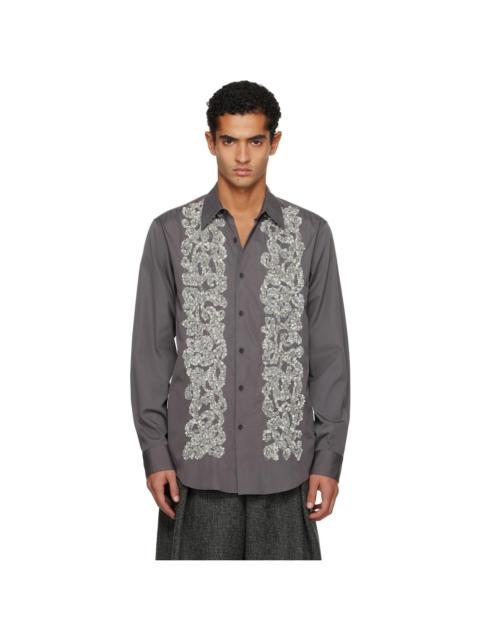Dries Van Noten Gray Embellished Shirt