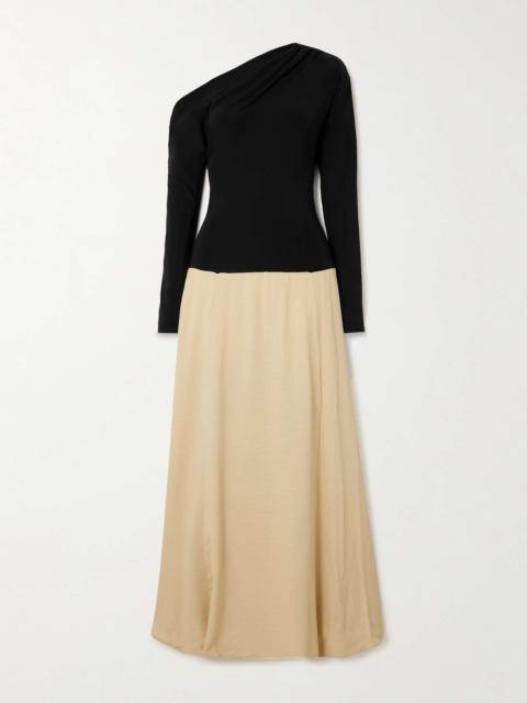 ESSE Studios Dasha Duo asymmetric cutout stretch-knit and gauze maxi dress Black