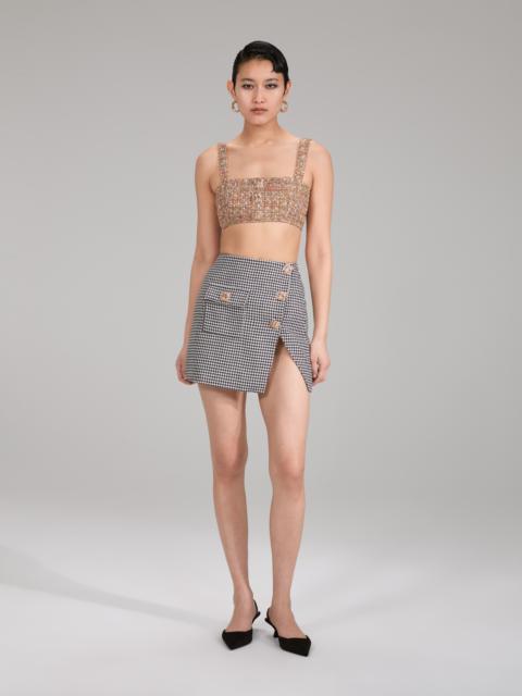 self-portrait Gold Tinsel Bouclé Crop Top