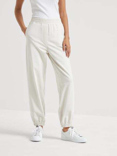 Stretch cotton lightweight French terry track trousers