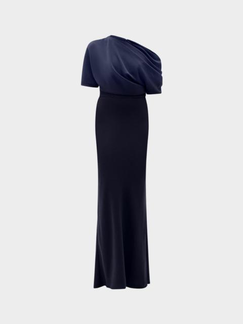 AMSALE Asymmetric Draped Bodice Long Gown