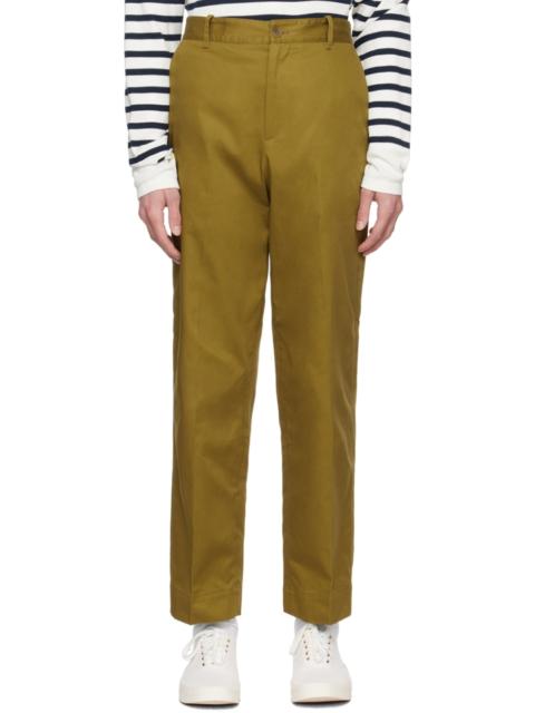 Maison Kitsuné Khaki Embroidered Trousers