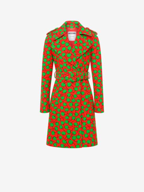 Moschino ALL-OVER CHERRY PIQUÉ TRENCH COAT