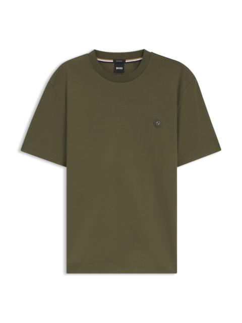 BOSS COTTON T-SHIRT WITH DOUBLE-B MONOGRAM BADGE