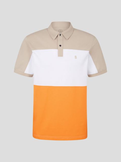 BOGNER Timo Polo shirt in Beige/White/Orange
